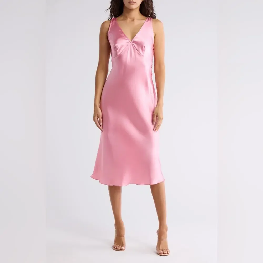 NWT bebe Satin Midi Dress